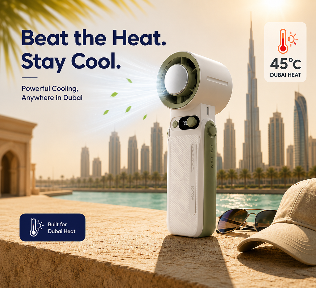 Portable Handheld Turbo Cooling Fan – 6000mAh Rechargeable Mini Fan with Digital Display & 199 Speed Levels
