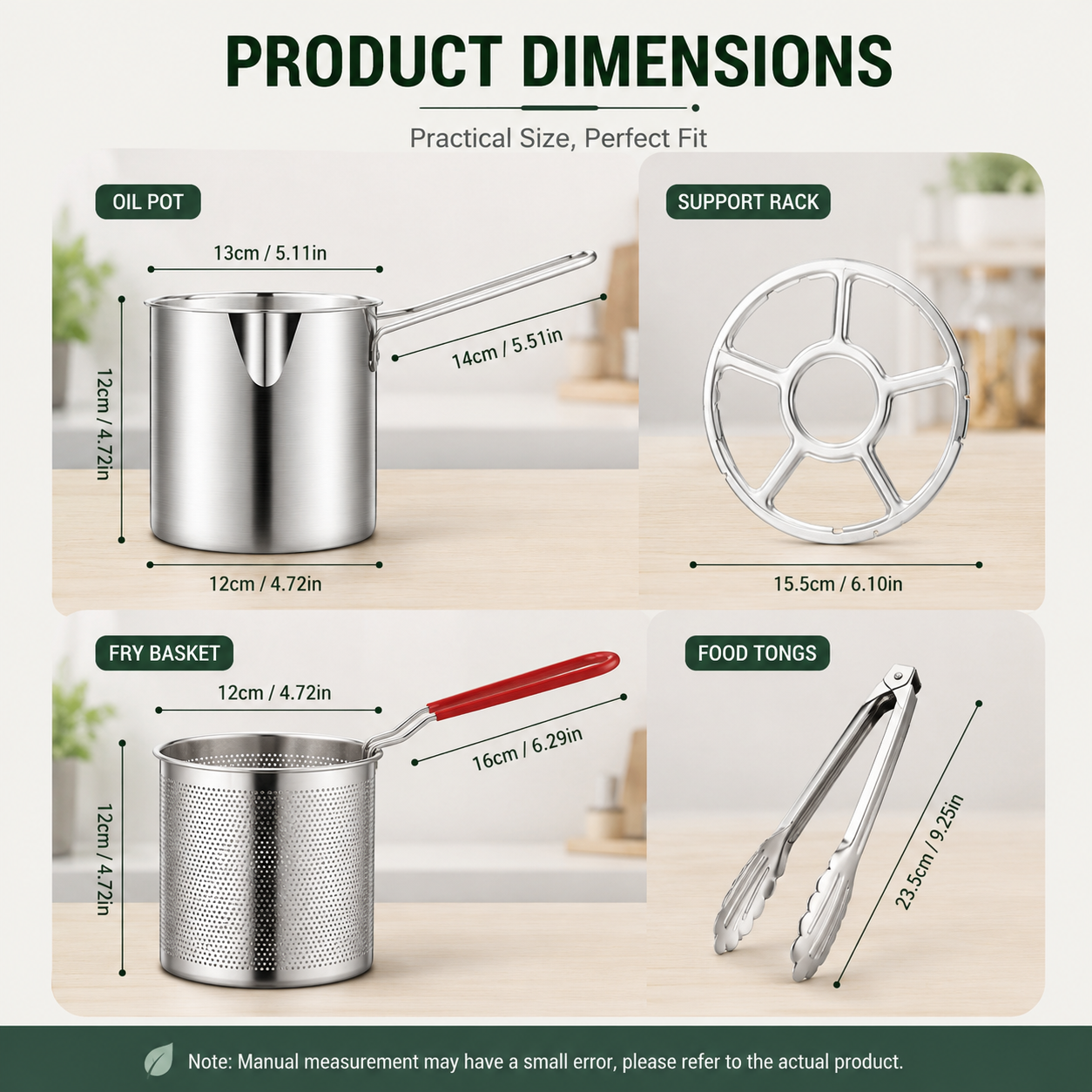 1.8L Stainless Steel Deep Fryer Pot with Oil Strainer Basket & Handle | Non-Stick Mini Frying Pot for Chicken, French Fries, Shrimp | Gas & Induction Compatible