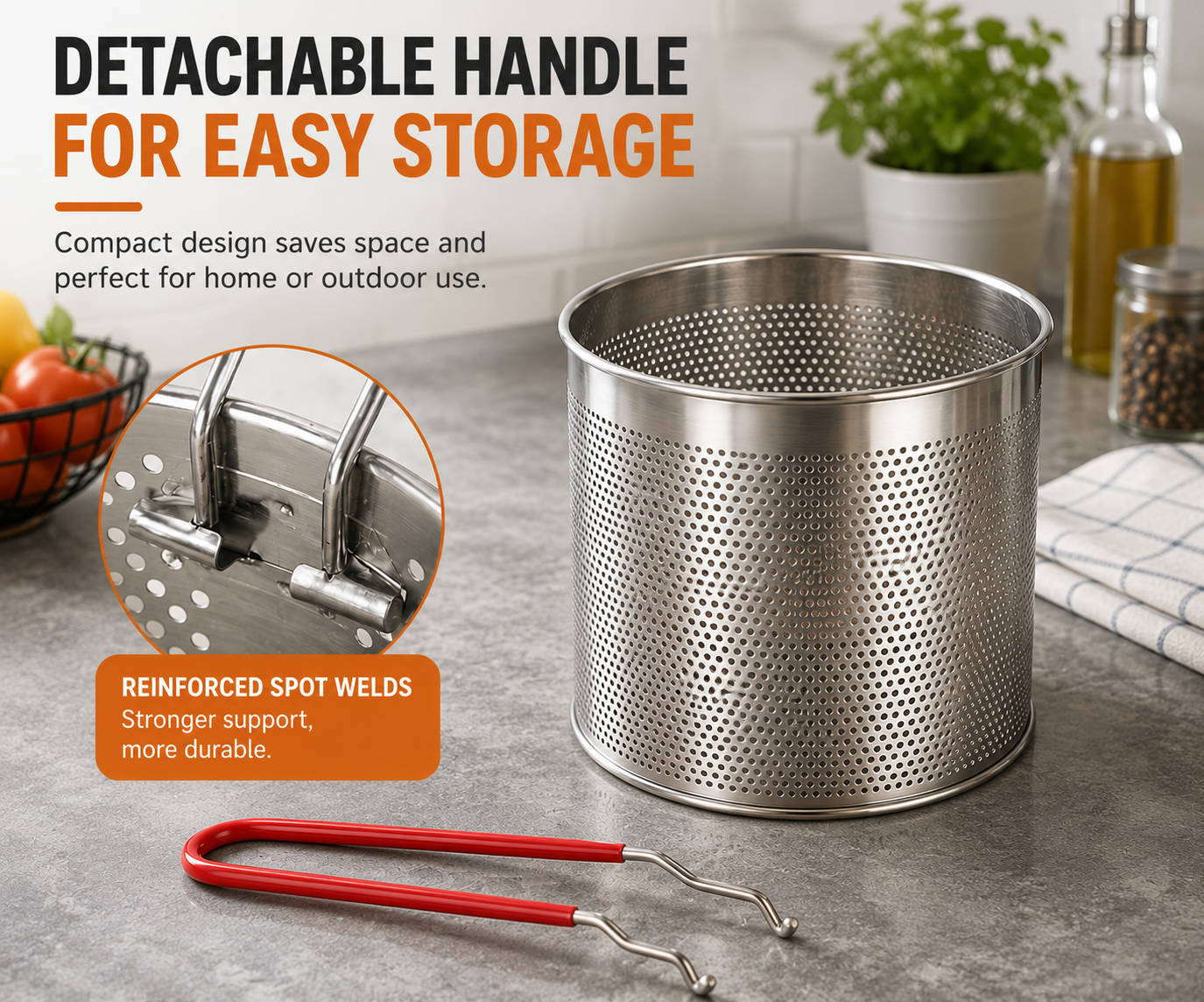 1.8L Stainless Steel Deep Fryer Pot with Oil Strainer Basket & Handle | Non-Stick Mini Frying Pot for Chicken, French Fries, Shrimp | Gas & Induction Compatible