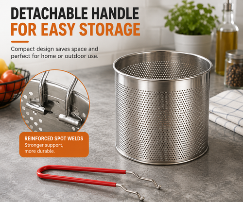1.8L Stainless Steel Deep Fryer Pot with Oil Strainer Basket & Handle | Non-Stick Mini Frying Pot for Chicken, French Fries, Shrimp | Gas & Induction Compatible