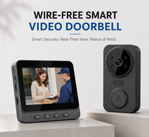 Wireless Smart Video Doorbell with 4.3" IPS Display | No WiFi Required | Rechargeable Battery