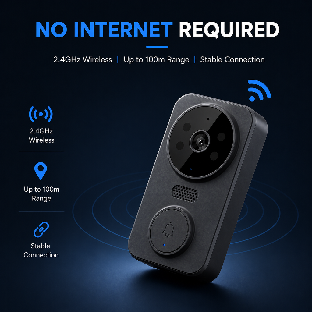 Wireless Smart Video Doorbell with 4.3" IPS Display | No WiFi Required | Rechargeable Battery